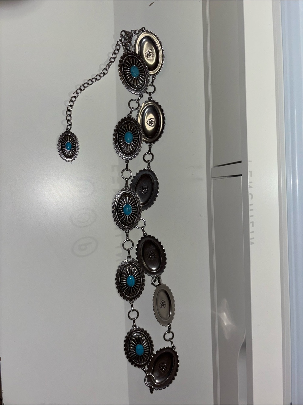 Ariat Silver-Tone Turquoise Concho Bracelet